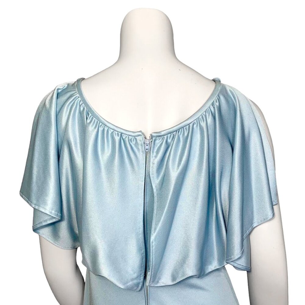 VINTAGE 1970s Ice Blue Gown - Picture 6 of 7